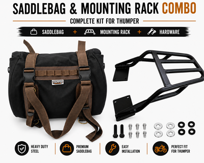 TAIL BAG (BLACK-BROWN) WITH TOP RACK FIT FOR HUNTER 350