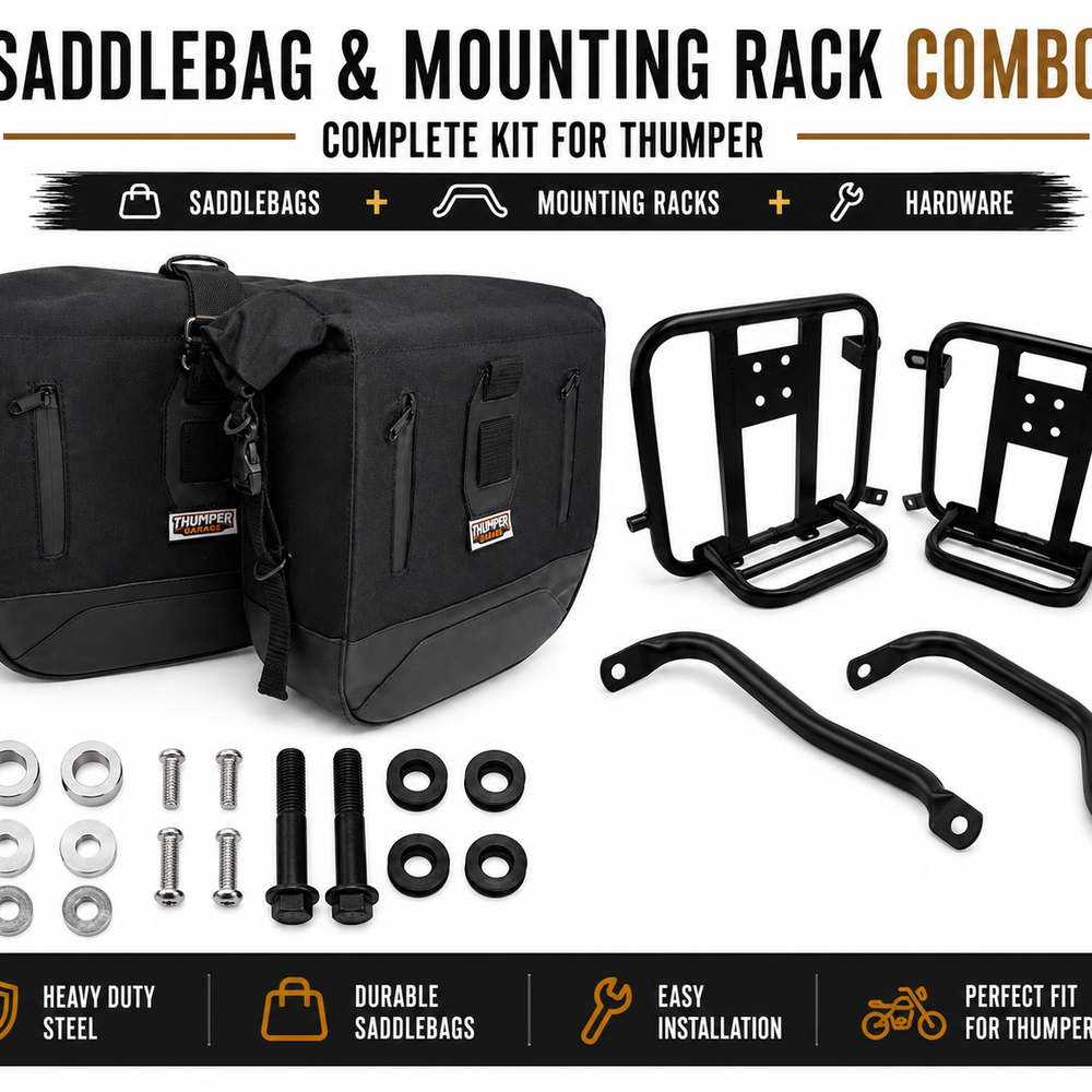 CANVAS PANNIER BAGS (BLACK) AND SADDLE STAY FIT FOR ROYAL ENFIELD HUNTER 350