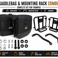 CANVAS PANNIER BAGS (BLACK) AND SADDLE STAY FIT FOR ROYAL ENFIELD HUNTER 350