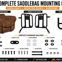 GENUINE LEATHER TOURING PANNIER BAGS (DUSTY BROWN) AND SADDLE STAY FIT FOR ROYAL ENFIELD METEOR 350