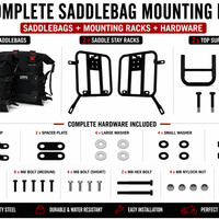 CANVAS PANNIER BAGS (BLACK) AND SADDLE STAY FIT FOR ROYAL ENFIELD METEOR 350