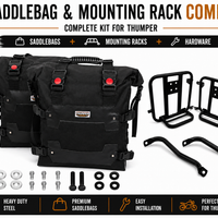 CANVAS PANNIER BAGS (BLACK) AND SADDLE STAY FIT FOR ROYAL ENFIELD HUNTER 350