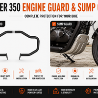 SISSYBAR ENGINE GUARD AND SUMP GUARD (SILVER) FIT FOR HUNTER 350