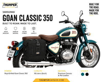 TOURING PANNIER BAGS (36L) BLACK FIT FOR ROYAL ENFIELD GOAN CLASSIC 350