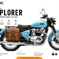 GENUINE LEATHER 4 POCKET TOURING PANNIER BAGS (DUSTY BROWN) FIT FOR ROYAL ENFIELD bullet 650