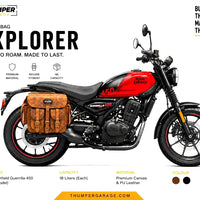 GENUINE LEATHER 4 POCKET TOURING PANNIER BAGS (DUSTY BROWN) FIT FOR ROYAL ENFIELD GUERRILLA 450