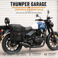 BLACK MILITARY PANNIER BAGS AND SADDLE STAY FIT FOR ROYAL ENFIELD METEOR 350