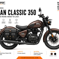 GENUINE LEATHER 4 POCKET TOURING PANNIER BAGS (BLACK) FIT FOR ROYAL ENFIELD GOAN CLASSIC 350