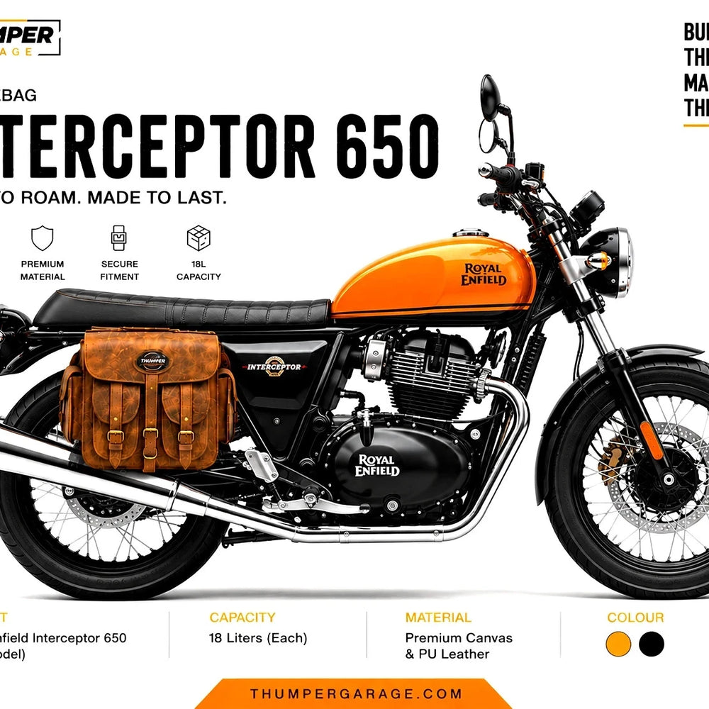 GENUINE LEATHER 4 POCKET TOURING PANNIER BAGS (DUSTY BROWN) FIT FOR ROYAL ENFIELD INTERCEPTOR 650