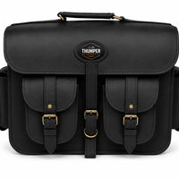 GENUINE LEATHER 4 POCKET TOURING PANNIER BAGS (BLACK) FIT FOR ROYAL ENFIELD BEAR 650