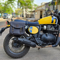 GENUINE LEATHER TOURING PANNIER BAGS (COFFEE BROWN) FIT FOR ROYAL ENFIELD BEAR 650