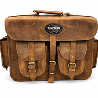 GENUINE LEATHER 4 POCKET TOURING PANNIER BAGS (DUSTY BROWN) FIT FOR ROYAL ENFIELD GOAN CLASSIC 350