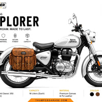 GENUINE LEATHER 4 POCKET TOURING PANNIER BAGS (DUSTY BROWN) FIT FOR ROYAL ENFIELD CLASSIC 350