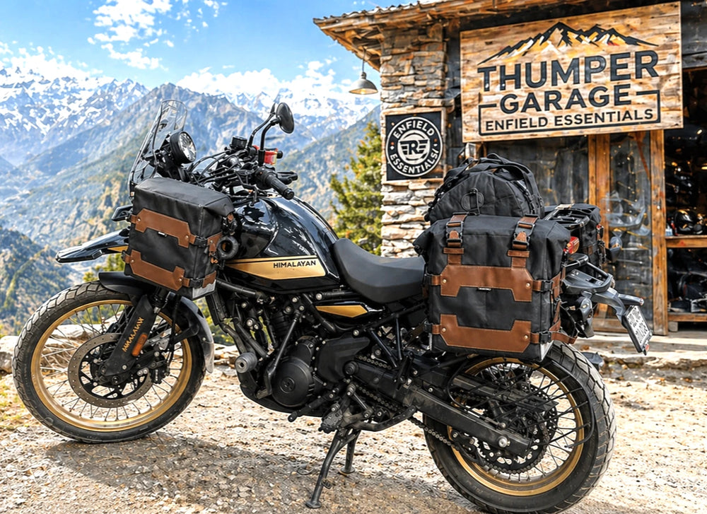 TRAIL PACK, SADDLE BAGS AND TAIL BAG COMBO (BLACK-BBROWN) FIT FOR ROYAL ENFIELD HIMALAYAN 450