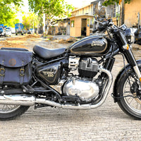 GENUINE LEATHER TOURING PANNIER BAGS (COFFEE BROWN) FIT FOR ROYAL ENFIELD BULLET 350