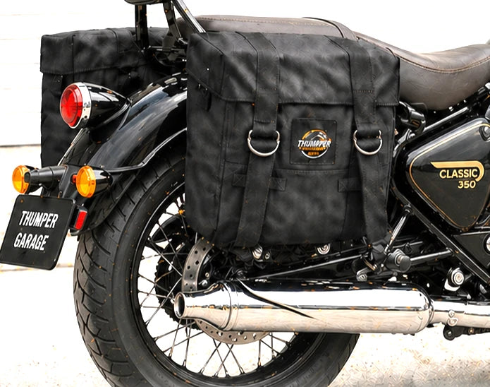 BLACK MILITARY PANNIER BAGS FIT FOR ROYAL ENFIELD CLASSIC 350
