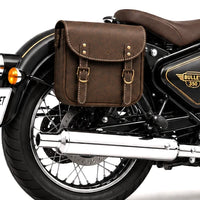 GENUINE LEATHER TOURING PANNIER BAGS (DUSTY BROWN) FIT FOR ROYAL ENFIELD BULLET 350