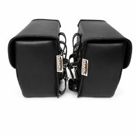 GENUINE LEATHER CURVED TOURING PANNIER BAGS (BLACK) FIT FOR ROYAL ENFIELD BEAR 650