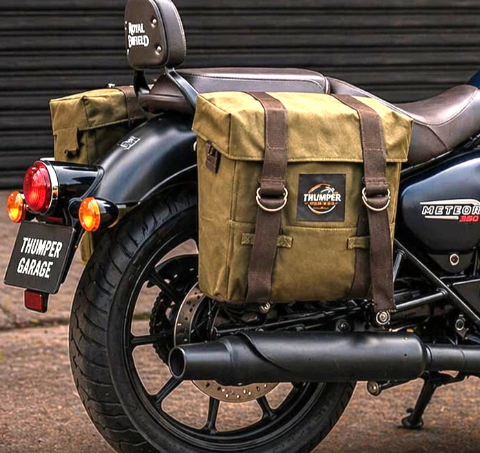 GENUINE LEATHER TOURING PANNIER BAGS (COFFEE BROWN) FIT FOR ROYAL ENFIELD METEOR 350