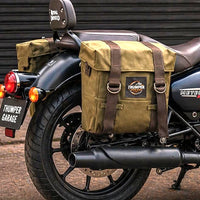 GENUINE LEATHER TOURING PANNIER BAGS (COFFEE BROWN) FIT FOR ROYAL ENFIELD METEOR 350