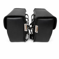 GENUINE LEATHER CURVED TOURING PANNIER BAGS (BLACK) FIT FOR ROYAL ENFIELD CONTINENTAL GT 650