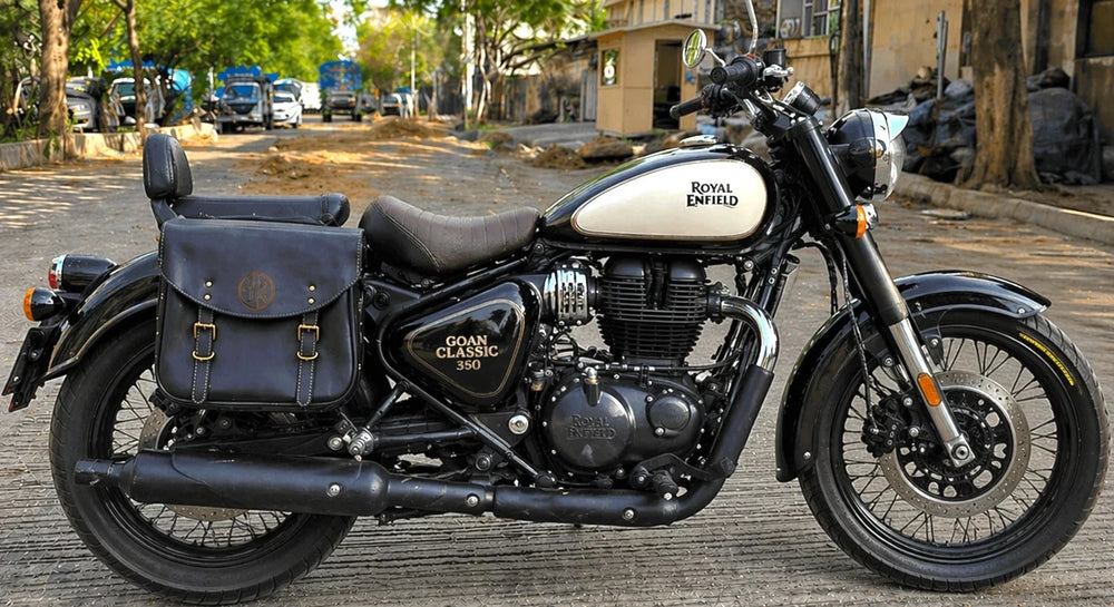 GENUINE LEATHER TOURING PANNIER BAGS (COFFEE BROWN) FIT FOR ROYAL ENFIELD GOAN CLASSIC 350