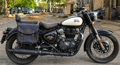 GENUINE LEATHER TOURING PANNIER BAGS (COFFEE BROWN) FIT FOR ROYAL ENFIELD GOAN CLASSIC 350