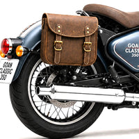 GENUINE LEATHER TOURING PANNIER BAGS (DUSTY BROWN) FIT FOR ROYAL ENFIELD GOAN CLASSIC 350