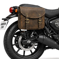 GENUINE LEATHER TOURING PANNIER BAGS (COFFEE BROWN) FIT FOR ROYAL ENFIELD HUNTER 350