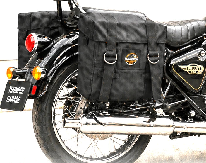 BLACK MILITARY PANNIER BAGS FIT FOR ROYAL ENFIELD BULLET 350