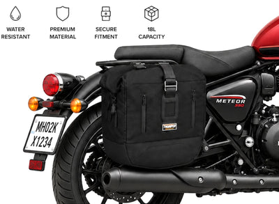 TOURING PANNIER BAGS (36L) BLACK FIT FOR ROYAL ENFIELD METEOR 350