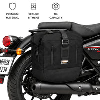 CANVAS PANNIER BAGS (BLACK) AND SADDLE STAY FIT FOR ROYAL ENFIELD METEOR 350