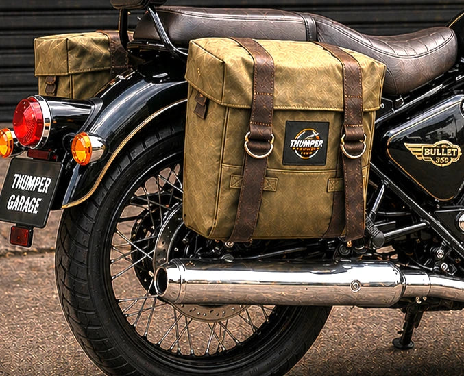 OLIVE MILITARY PANNIER BAGS FIT FOR ROYAL ENFIELD BULLET 350