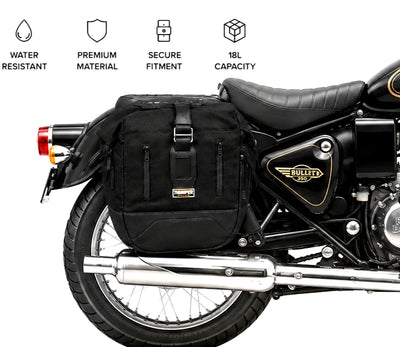 TOURING PANNIER BAGS (36L) BLACK FIT FOR ROYAL ENFIELD BULLET 350
