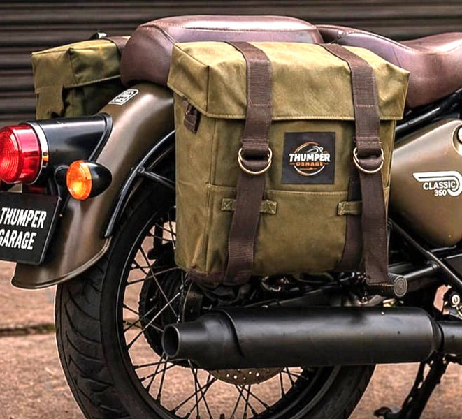OLIVE MILITARY PANNIER BAGS FIT FOR ROYAL ENFIELD CLASSIC 350