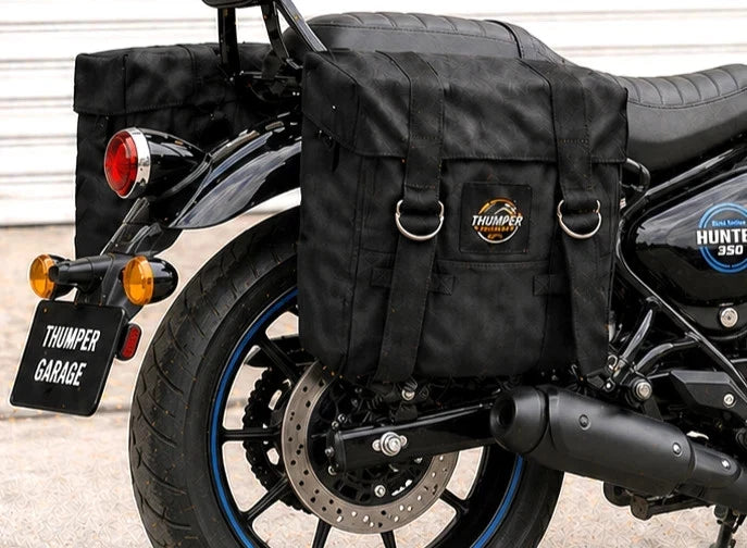 BLACK MILITARY PANNIER BAGS FIT FOR ROYAL ENFIELD HUNTER 350