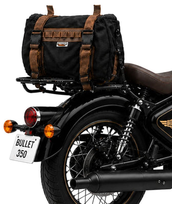 TAIL BAG BLACK- BROWN FIT FOR ROYAL ENFIELD BULLET 350