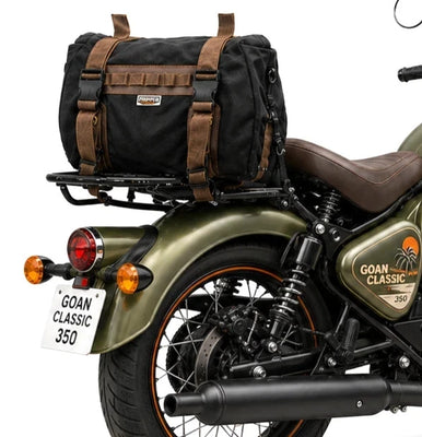 TAIL BAG BLACK- BROWN FIT FOR ROYAL ENFIELD GOAN CLASSIC 350