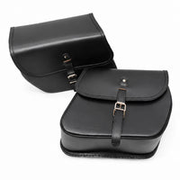 GENUINE LEATHER CURVED TOURING PANNIER BAGS (BLACK) FIT FOR ROYAL ENFIELD BULLET 350