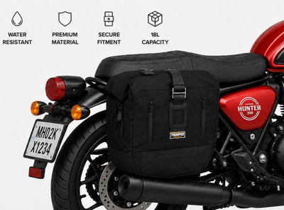 TOURING PANNIER BAGS (36L) BLACK FIT FOR ROYAL ENFIELD HUNTER 350