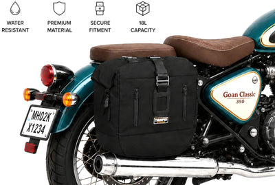 TOURING PANNIER BAGS (36L) BLACK FIT FOR ROYAL ENFIELD GOAN CLASSIC 350