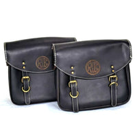 GENUINE LEATHER TOURING PANNIER BAGS (COFFEE BROWN) FIT FOR ROYAL ENFIELD GUERRILLA 450