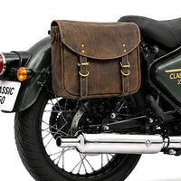 GENUINE LEATHER TOURING PANNIER BAGS (DUSTY BROWN) FIT FOR ROYAL ENFIELD CLASSIC 350