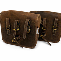 GENUINE LEATHER TOURING PANNIER BAGS (COFFEE BROWN) FIT FOR ROYAL ENFIELD CONTINENTAL GT 650