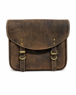 GENUINE LEATHER TOURING PANNIER BAGS (DUSTY BROWN) FIT FOR ROYAL ENFIELD bullet 650