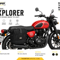 CANVAS PANNIER BAGS (BLACK) AND SADDLE STAY FIT FOR ROYAL ENFIELD HUNTER 350