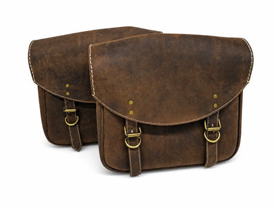 GENUINE LEATHER TOURING PANNIER BAGS (DUSTY BROWN) FIT FOR ROYAL ENFIELD GOAN CLASSIC 350