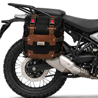 TOURING SADDLE BAGS (36L) BLACK-BROWN FIT FOR ROYAL ENFIELD HIMALAYAN 450