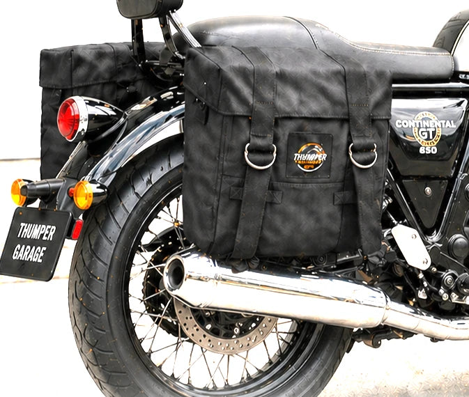 BLACK MILITARY PANNIER BAGS FIT FOR ROYAL ENFIELD CONTINENTAL GT 650