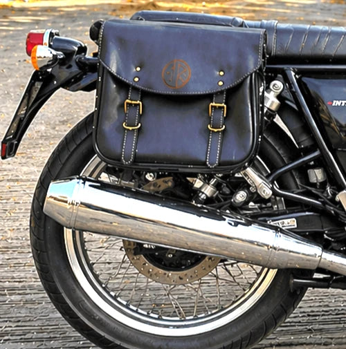 GENUINE LEATHER TOURING PANNIER BAGS (DUSTY BROWN) FIT FOR ROYAL ENFIELD CONTINENTAL GT 650